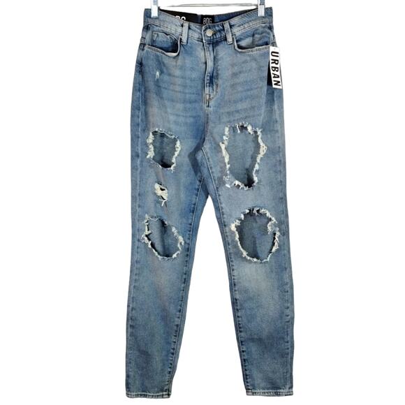 O BDG Urban Outfitters Mom High Rise Blue Jeans Distressed Ripped Denim NWT 26 - Picture 1 of 8